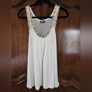 BLUE ASPHALT Sleeveless Studded Ivory Jersey Knit A-Line Tank Top - Size M